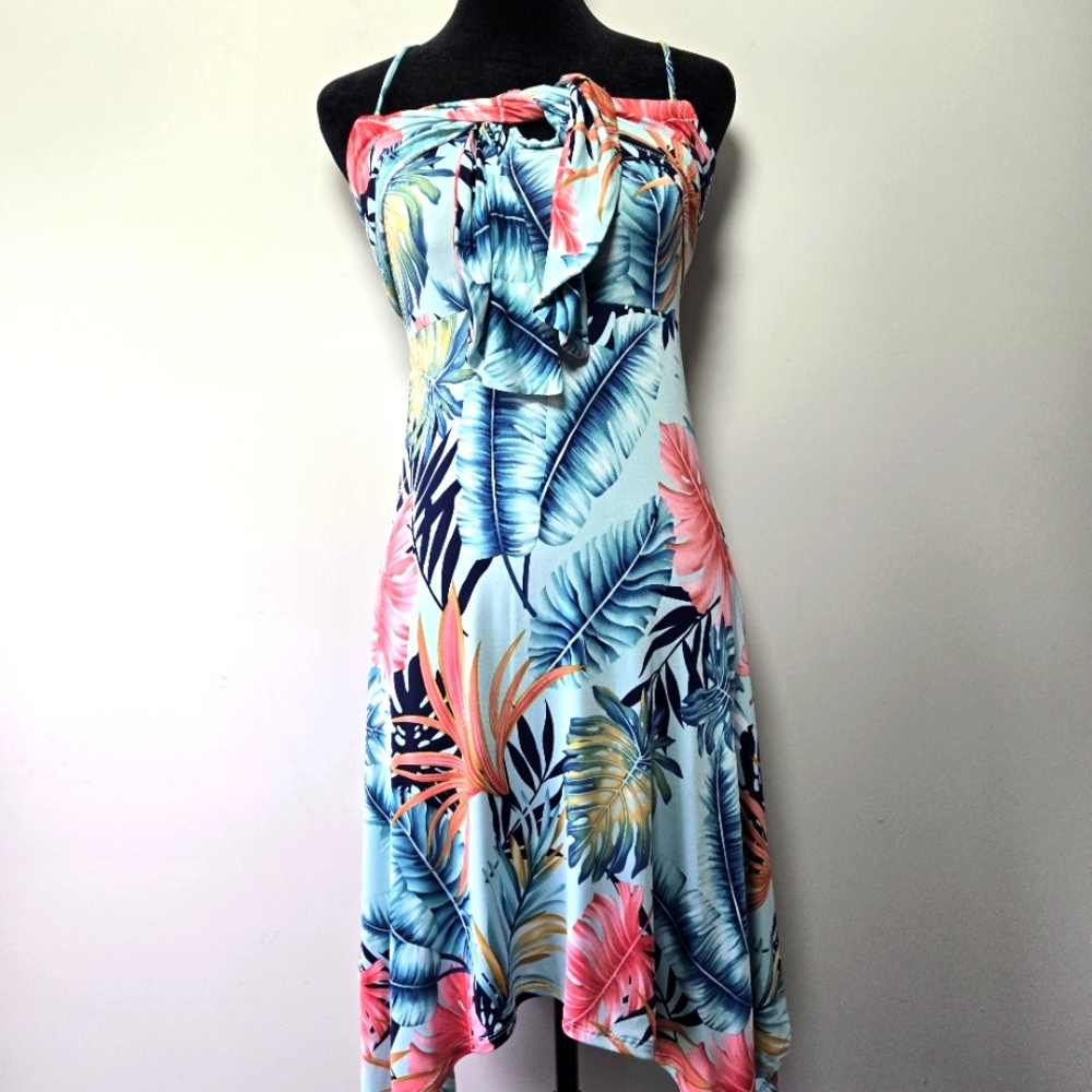 Venus Tropical Palm Tree Monstera Leaf Sun Dress XS